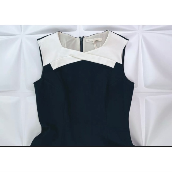 Halston Heritage Sz 8 Black Ivory Ponte Knit Dress - Picture 6 of 7